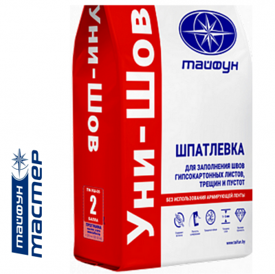 Тайфун Мастер ТМ- УНИ-ШОВ Белая шпатлевка для швов без арм. лент 15кг